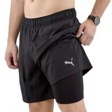 Шорты мужские с внутренними тайтсами Puma Run Favorite 2in1 Short Black